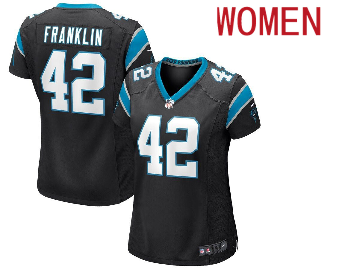 Women Carolina Panthers #42 Sam Franklin Nike Black Game NFL Jersey